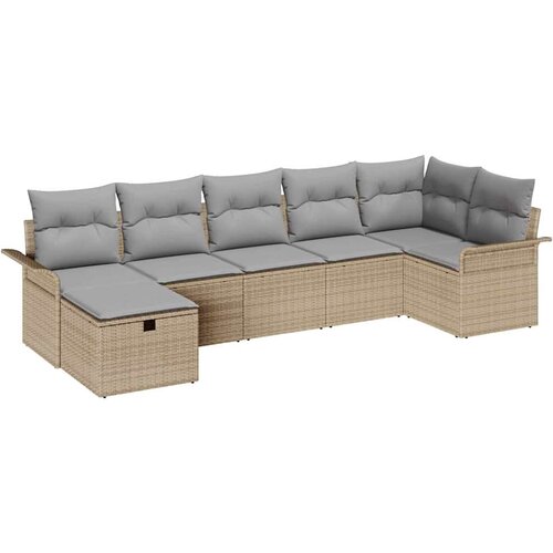  Sjedeća garnitura za vrt 7 kom. Poli ratan Crna 297,5 x 132,5 x 85 cm Slike