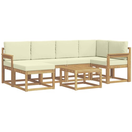 vidaXL Zunanja garnitura za sedenje z blazino 7 pcs Bela in krem, (5000271920) Cene