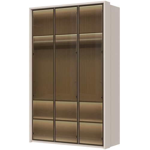 Jela Jagodina plakar sa aluminijumskim ramom P3-3AL - kolekcija opera - kašmir mat lak/al ram kašmir - 137x224x56cm Slike
