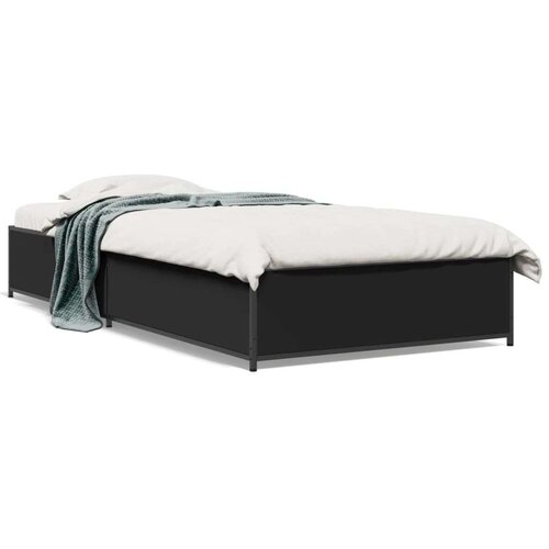 VidaXL Okvir za krevet crni 90 x 190 cm od konstruiranog drvo i metal Slike