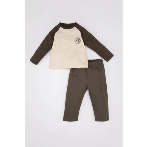 Defacto Baby Boy Slogan Printed T-Shirt Trousers 2 Piece Set Slike