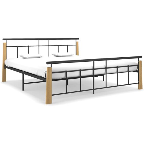 Kovina okvir za krevet od metala i masivne hrastovine 180 x 200 cm Cijene