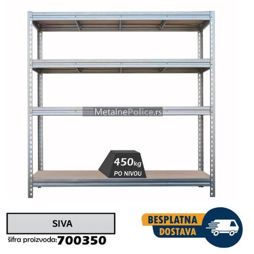  polica metal-medijapan pro 200x200x60cm 4x450kg Slike