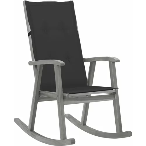 vidaXL stolica za ljuljanje s jastucima siva masivno bagremovo drvo