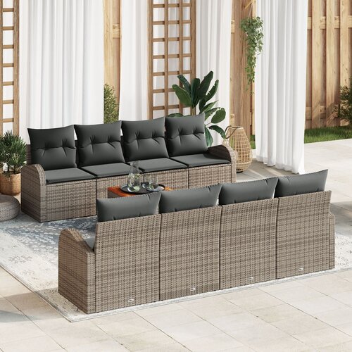 VidaXL 9-dijelni Vrtni Sofa Set s Jastučićima Siva Poli Ratan Akacija Slike