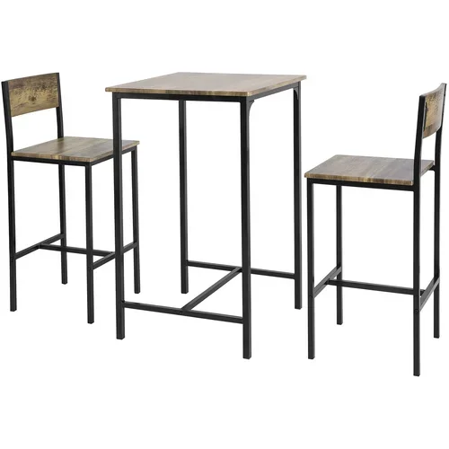 SoBuy komplet barske mize z dvema stoloma z vzorcem iz češnjevega lesa v industrijskem slogu, (20814597)