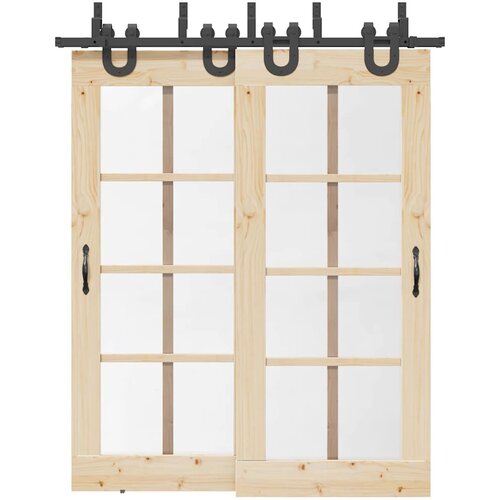 VidaXL Komplet opreme za drsna vrata 183 cm jeklo črne barve Slike