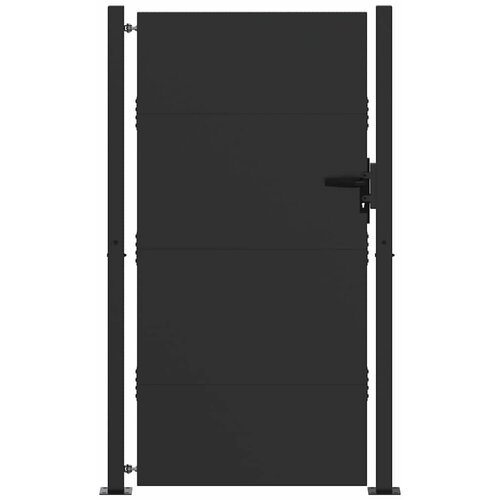 vidaXL Vrtna vrata Črna 110 x 180 cm Pra&scaron;no lakirano jeklo, (5000249669) Cene