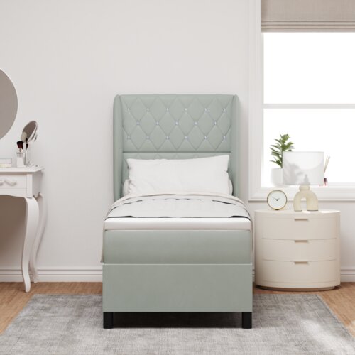 vidaXL Box Spring krevet s madracem Svetlosiva 80x200 cm Baršun Cene