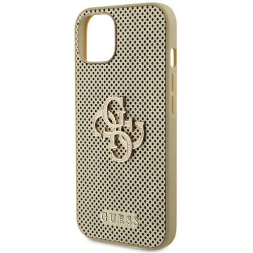 Guess Ohi&amp;scaron;je za iPhone 15 perforirano z logotipom 4G v ble&amp;scaron;čeči kovini, Zlata, (21731014) Slike