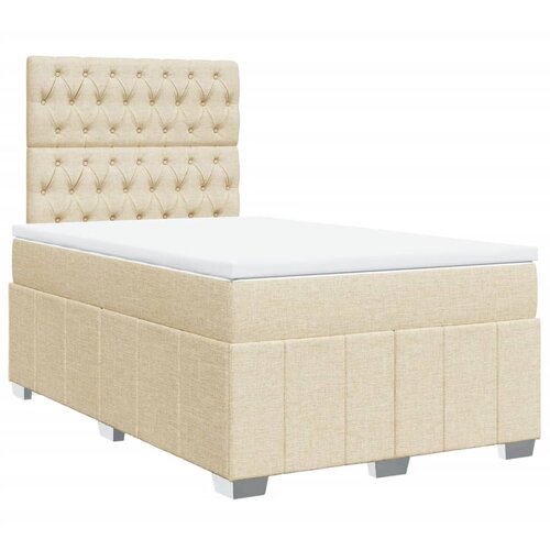 vidaXL Box spring postelja z vzmetnico krem 120x200 cm blago, (21309864) Cene