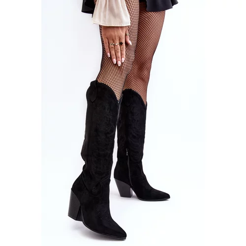 Kesi Women's high-heeled cowboy boots, black Tomani