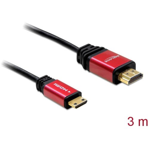 Delock HDMI priključni kabel HDMI-A vtič\, HDMI-mini-C vtič 3.00 m črna 84337 pozlačeni konektorji HDMI kabel, (20415478) Cene