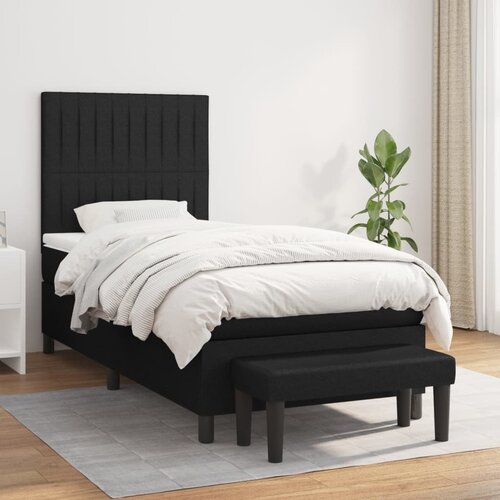 The Living Store Box spring postelja z vzmetnico črna 100x200 cm blago - Box Spring Postelja, (21438583) Slike