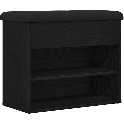 VidaXL Shranjevalna klop Črna Oreh 60x30x48 cm Inženirski les Slike