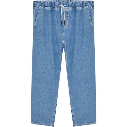 Trendyol Blue Men's Elastic Waist Wide Cut Jeans Jeans Pants Cene