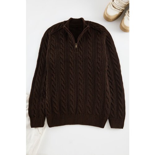 Trendyol Brown Unisex Half Turtleneck Hair Knit Sweater Cijene