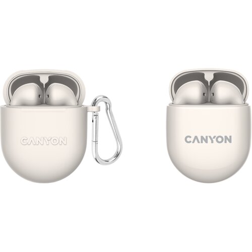 Canyon TWS-6 Bluetooth headset, with microphone, BT V5.3 JL 6976D4, Frequence Response:20Hz-20kHz, battery EarBud 30mAh*2+Charging Case 400mAh, type-C cable length 0.24m, Size: 64*48*26mm, 0.040kg, Beige Cijene