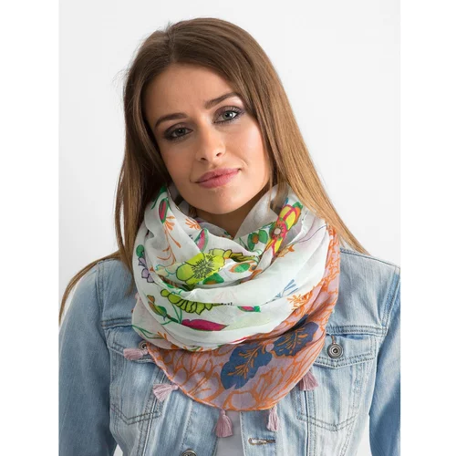 Fashion Hunters White scarf with a floral print