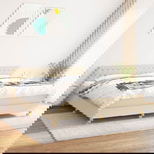 The Living Store Box spring postelja z vzmetnico krem 180x200 cm blago - Box Spring Postelja, (21513946) Slike