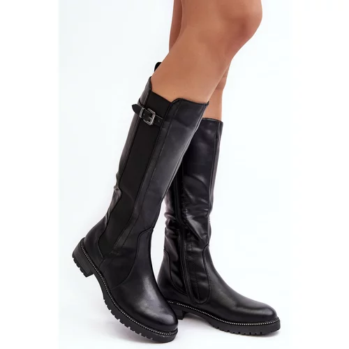 Kesi Women's flat heel boots, black Klemmo