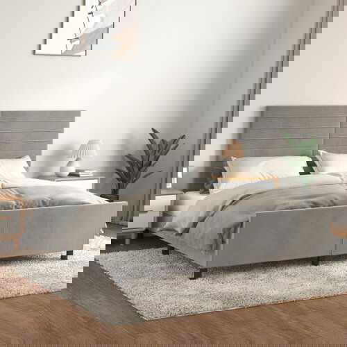 VidaXL Okvir za krevet s uzglavljem svjetlosivi 180x200 cm bar&amp;scaron;unasti Slike