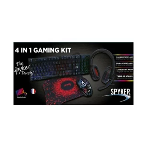 Spyker Gaming Kit 4-in-1-LED-osvetljena tipkovnica, čelada z mikro, miško, miško preprogo, (20510667)
