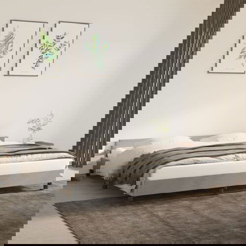 VidaXL Posteljni okvir z vzglavjem svetlo siv 200x200 cm žamet Slike