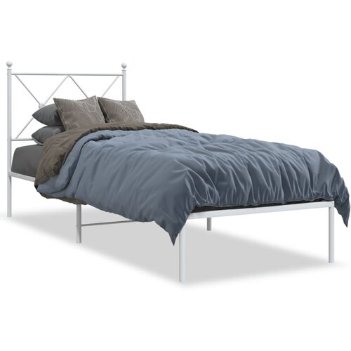 vidaXL Metalni okvir za krevet s uzglavljem bijeli 75x190 cm Cene