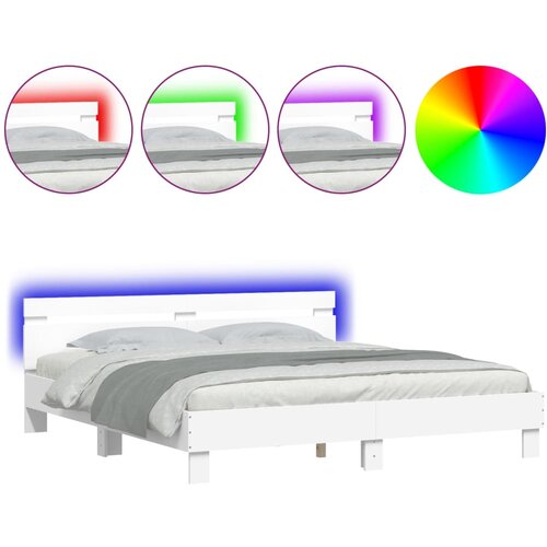 VidaXL Posteljni okvir z vzglavjem in LED bel 180x200 cm, (20978823) Slike