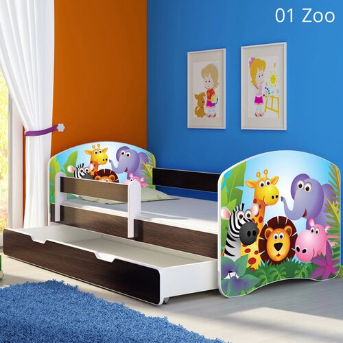 ACMA Dječji krevet s motivom, bočna wenge + ladica 180x80 cm - 01 Zoo Cijene