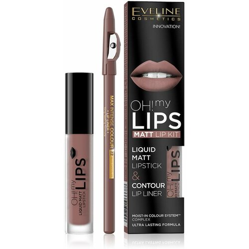 Eveline oh my lips liquid matt lipstik&lip liner 02 Slike