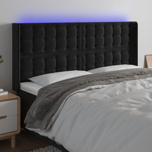 vidaXL LED uzglavlje crno 203 x 16 x 118/128 cm baršunasto Cijene
