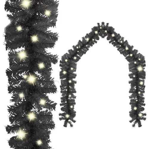 vidaXL Božićna girlanda s LED svjetlima 10 m crna