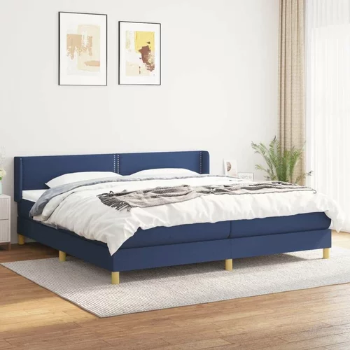  Box spring postelja z vzmetnico modra 200x200 cm blago, (20725966)