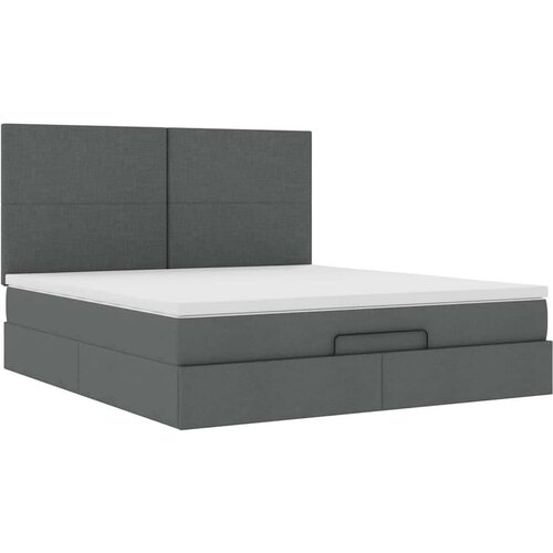 VidaXL Otomanski krevet s madracem tamnosivi 180x200cm od tkanine Slike