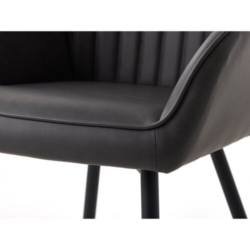Unique Furniture Temno sivi jedilni stoli iz umetnega usnja z nasloni za roke v kompletu 2 ks Nolan Stripe &amp;ndash; Slike