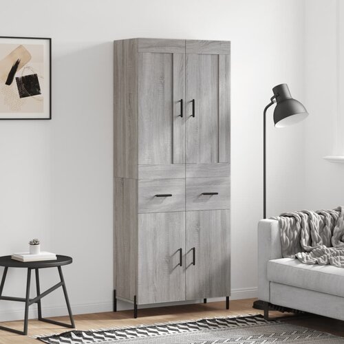 vidaXL Visoka komoda siva sonoma 69,5x34x180 cm inženirski les Cene