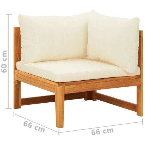 VidaXL Kutna sofa s krem bijelim jastucima masivno bagremovo drvo Slike