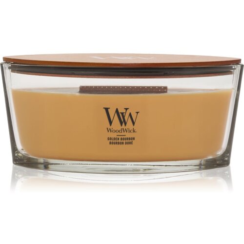 WoodWick Golden Bourbon di&amp;scaron;eča sveča z lesenim stenjem (hearthwick) 453.6 g Slike