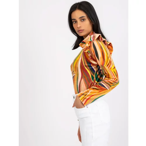 Fashion Hunters Yellow velvet blouse with ruffles Lin