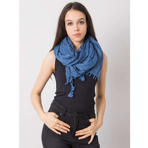 Fashion Hunters Dark blue women's scarf with fringes Cene