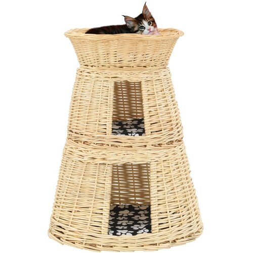 VidaXL Mačja ko&amp;scaron;ara 3-delna z blazinami 47x34x60 cm naravna vrba Slike