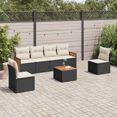 VidaXL 7-dijelni set vrtnih sofa od poliratana s jastucima crni Slike