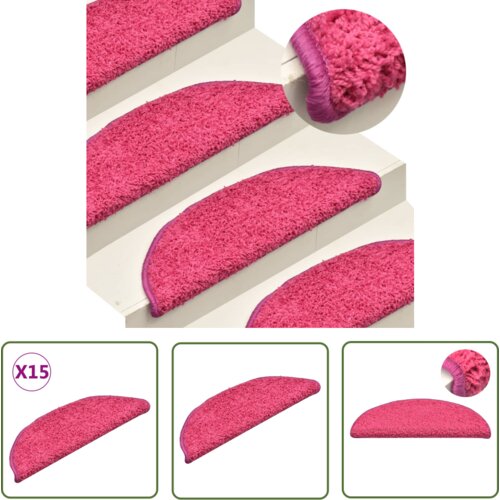 The Living Store Preproge za stopnice 15 kosov roza 56x17x3 cm - Preproga Za Stopnice, (21738408) Slike
