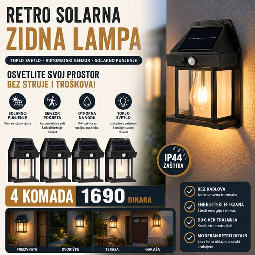  Vintage solarne lampe - 4 komada Slike