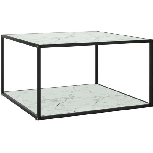 vidaXL Klubska mizica črna z belim marmornim steklom 90x90x50 cm Cene