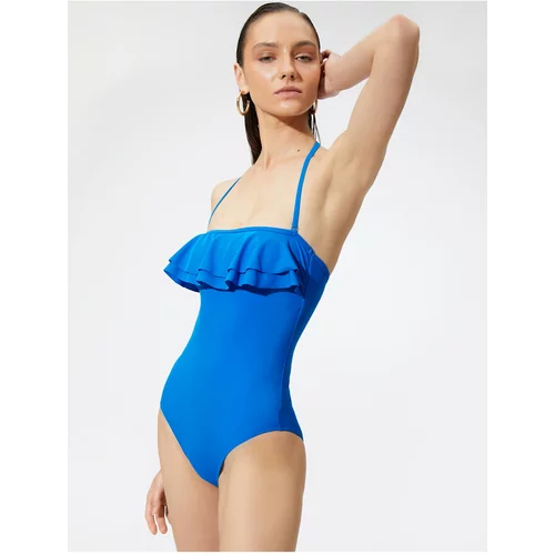 Koton Basic Swimsuit with Frill Halter Neck Detachable Straps