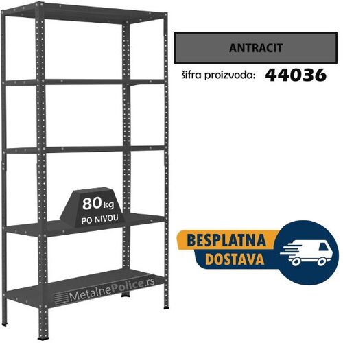 Polica metal-metal 188x100x40 5x80kg antracit Slike