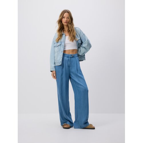 Reserved Wide leg traperice od liocela - plavo Cijene